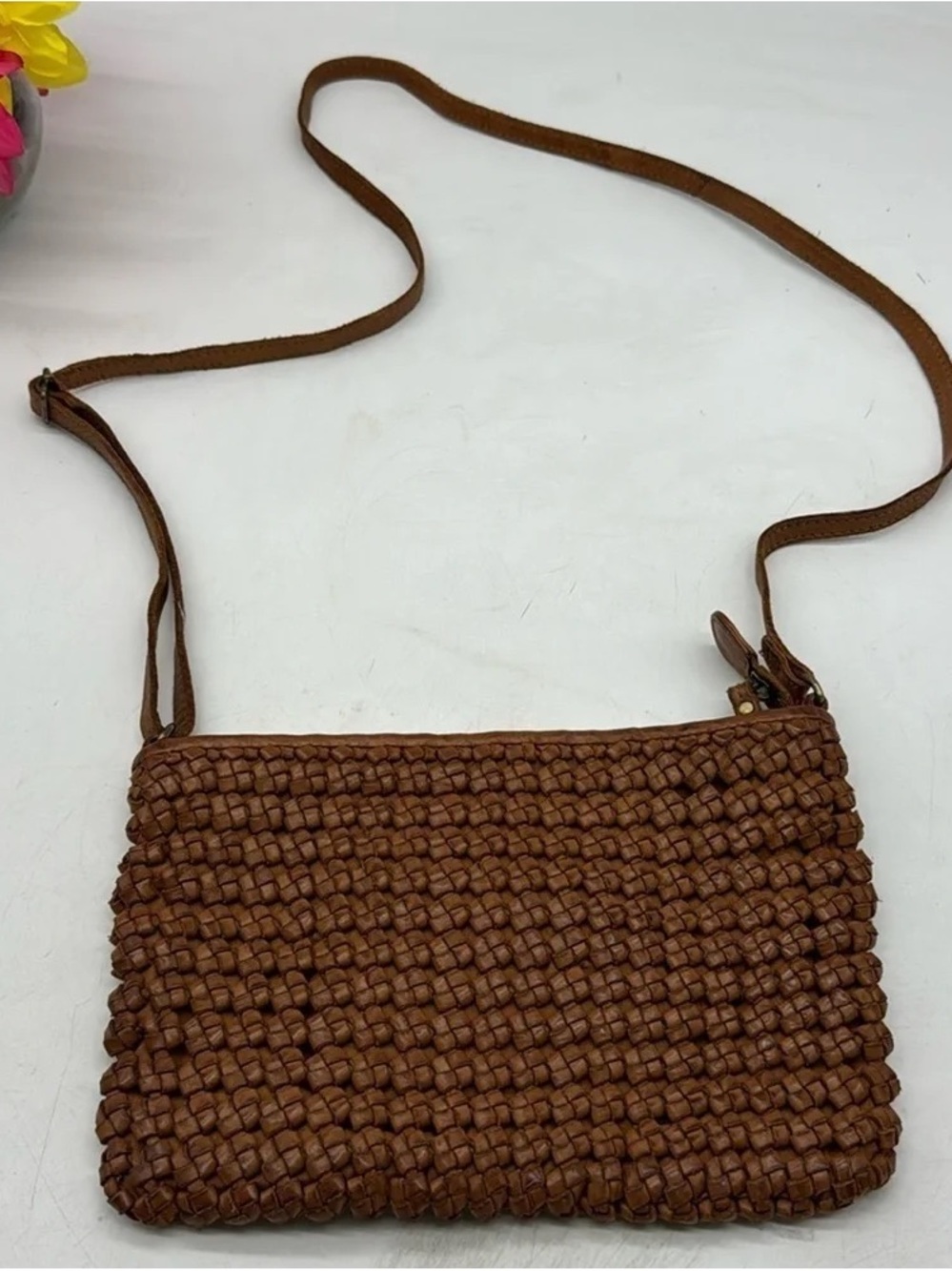 Braided Brown Crossbody Bag - Women's Woven Shoulder Purse